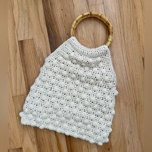 Knit Hand Bag With Natural Handles